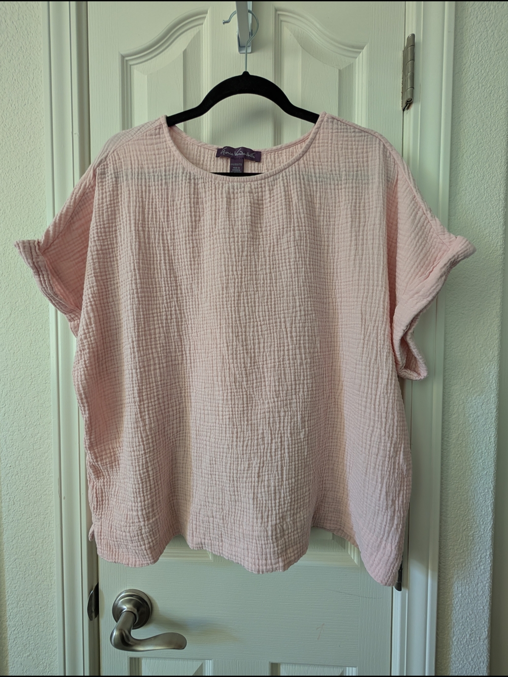 Gloria Vanderbilt Women's Cotton Pink Gauze Pullover Top XXL